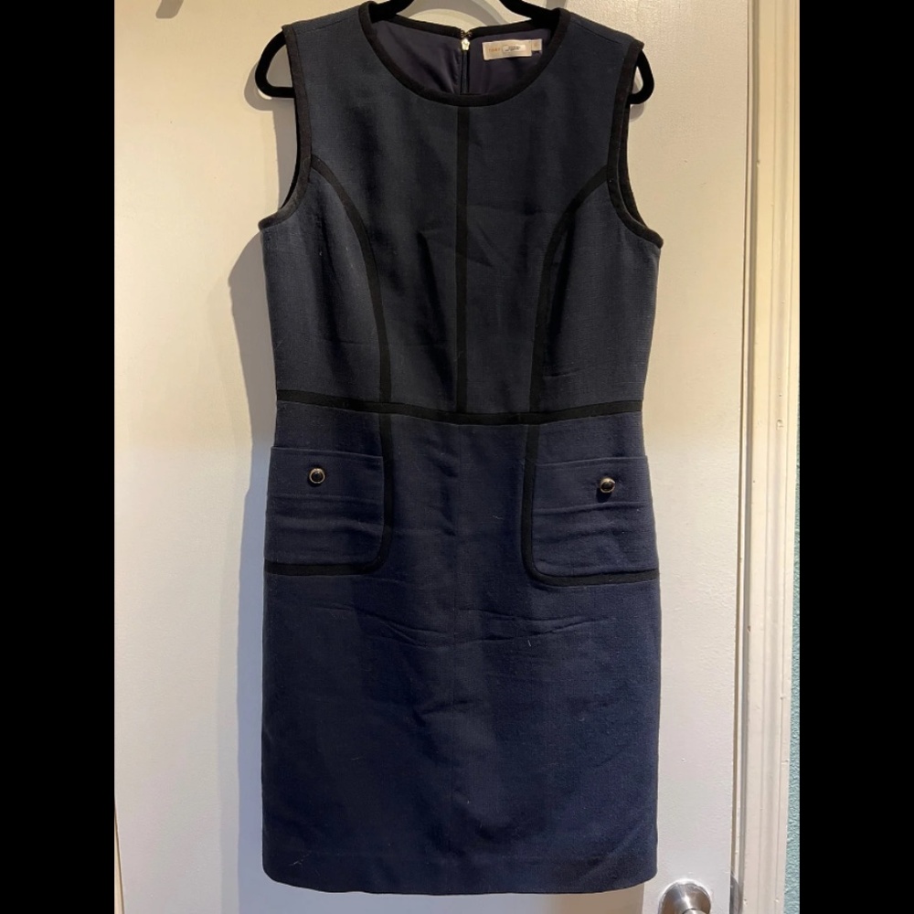 Tory Burch Navy Blue and Black Sleeveless wool dress size 12